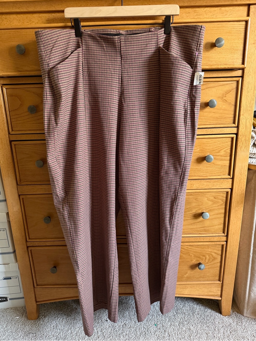 NEW Old Navy Pixie Wide Leg Womens Pants Houndstooth High Rise Size XXL Preppy